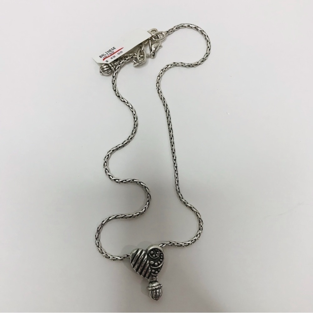 New BRIGHTON Balinese Silver Braided Heart Necklace